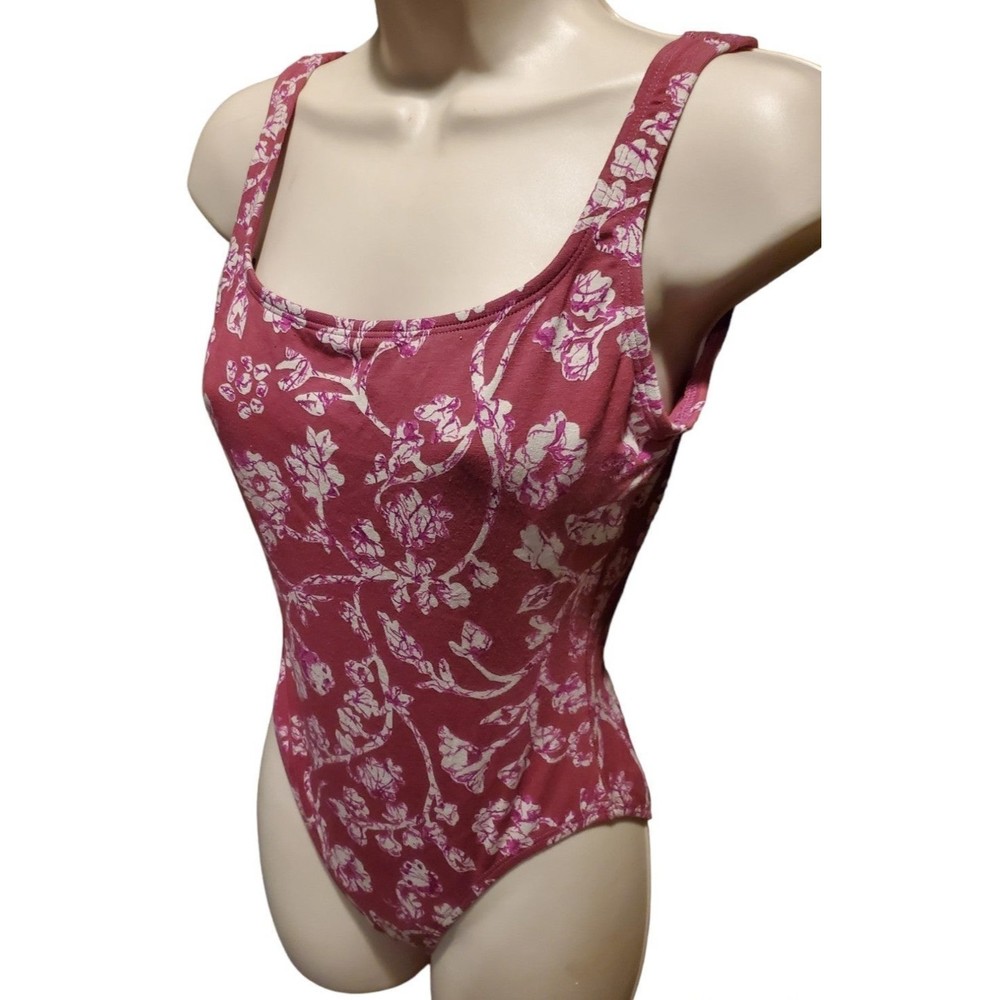 GAP maroon  Swimsuit M cotton mix Floral print good condition made in USA